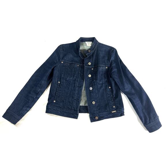 St. John Sport Denim Jacket Petite P Blue Jean Stretch Button Front Made in USA - Picture 1 of 8